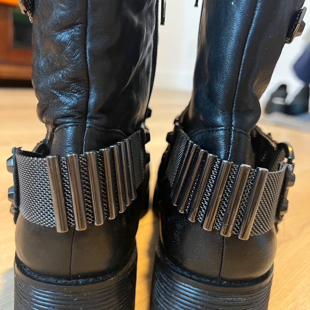 Kurt Geiger NEVER WORN Black Leather Moto boots - Picture 5 of 10